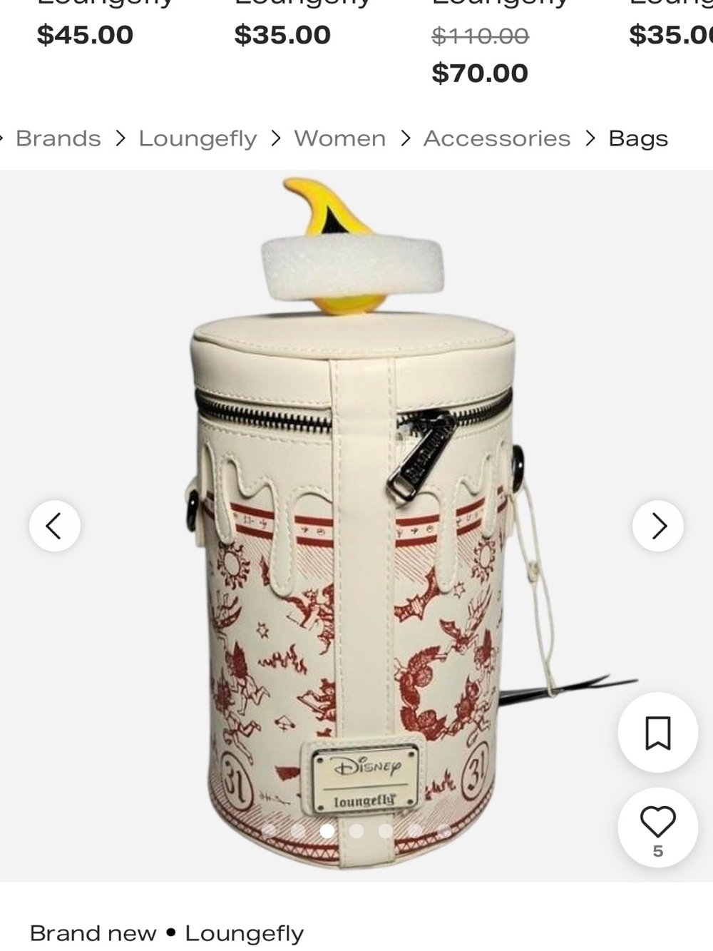 NWT Loungefly Cream & Red Candle Motif Cylinder Crossbody - Picture 6 of 10